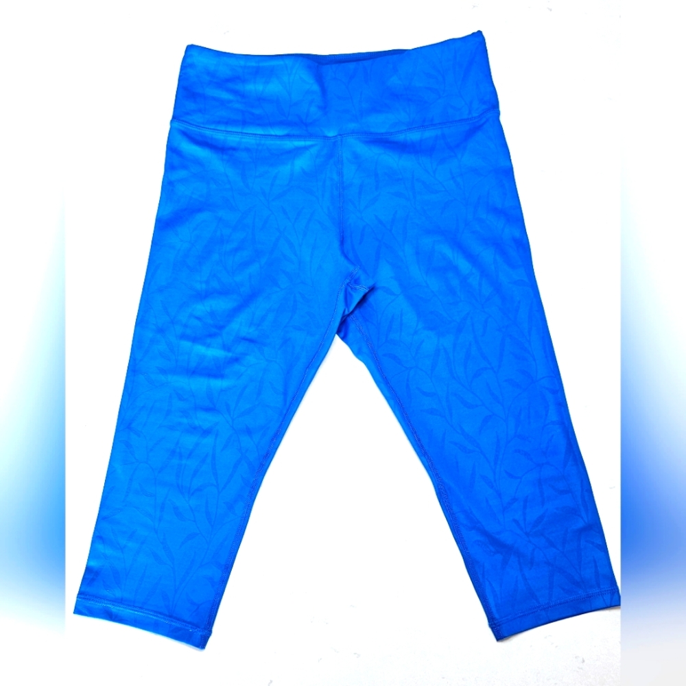 💙🩵 ZYIA Active WILLOW BLUE Light N Tight Leaf Crop Leggings Yoga 8 10